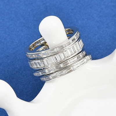 Brass Micro Pave Cubic Zirconia Plain Band Finger Rings for Women RJEW-P160-01H-P01-1