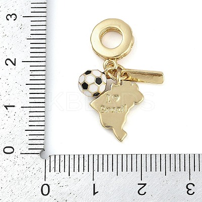 Rack Plating Brass Micro Pave Cubic Zirconia European Dangle Charms KK-P287-33C-G-1