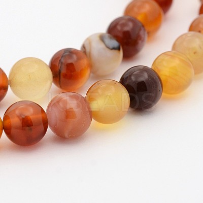 Natural Red Agate Dyed Round Bead Strands G-P070-20-4mm-1