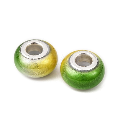 Two Tone Opaque Resin Rondelle European Beads RESI-Z046-02G-1