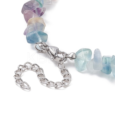 Natural Fluorite Chips Beaded Necklaces NJEW-JN04275-06-1