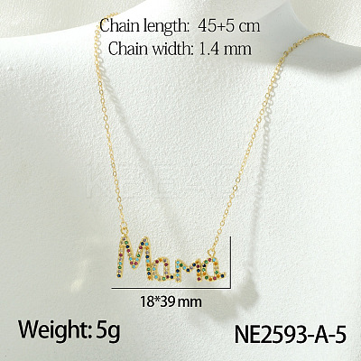 Mother's Day Brass Micro Pave Colorful Cubic Zirconia Pendant Necklaces FS-WG67A5B-05-1