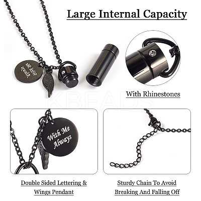 1Pc Word 304 Stainless Steel Column Urn Ashes Necklace DIY-TA0010-07B-1