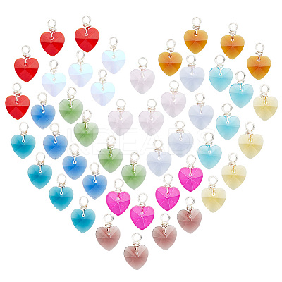 12Pcs 12 Color Copper Wire Wrapped Faceted Glass Pendants PALLOY-AB00035-1
