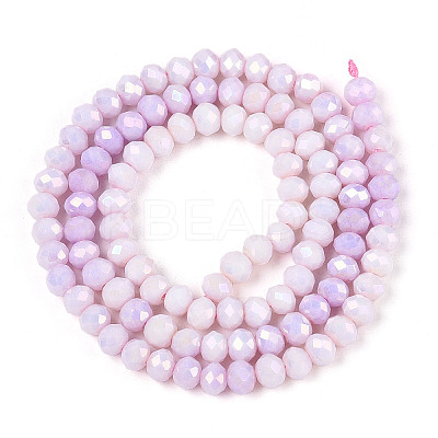 Anti-Tarnish Electroplate Rondelle Glass Beads Strands X-EGLA-T021-4mm-17-02-1