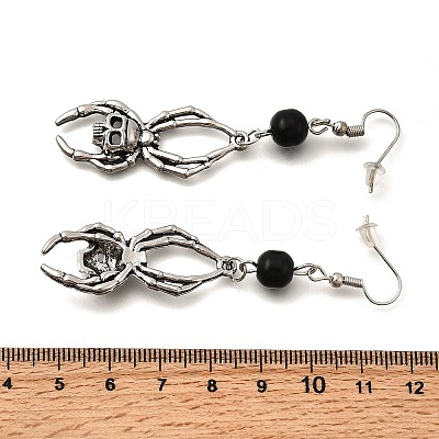 Halloween Alloy Skull Dangle Earrings EJEW-K316-01C-AS-1