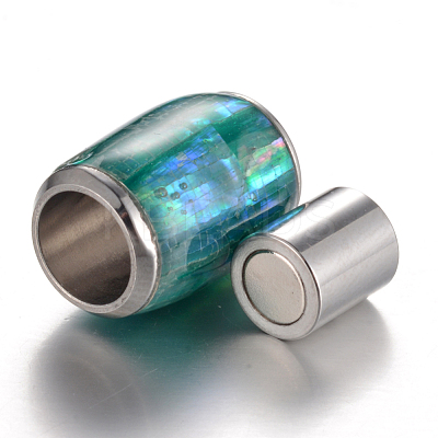 304 Stainless Steel Enamel Magnetic Clasps with Glue-in Ends STAS-E136-60E-1