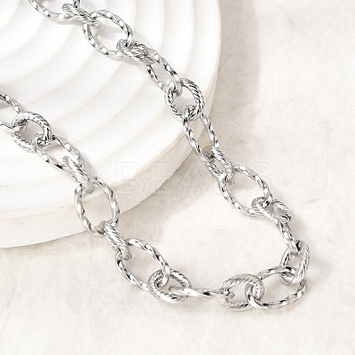 7MM 201 Stainless Steel Twisted Oval Link Chain Necklaces NJEW-K302-01P-1
