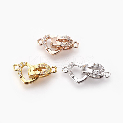 Brass Micro Pave Cubic Zirconia Fold Over Clasps KK-P164-09-1