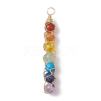 Chakra Gemstone Copper Wire Wrapped Big Pendants PALLOY-JF02494-1
