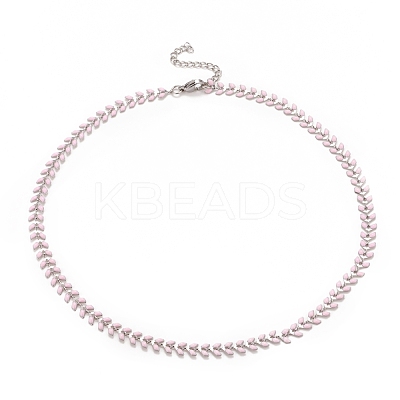 Enamel Wheat Link Chain Necklace NJEW-P220-02P-03-1