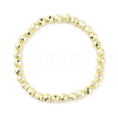 Synthetic Hematite Round Beaded Stretch Bracelet BJEW-TAC0005-01G-03-1
