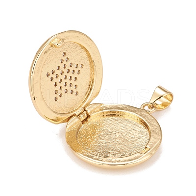 Brass Micro Pave Cubic Zirconia Locket Pendants KK-A161-43B-G-1