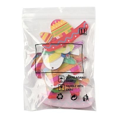 12Pcs 6 Styles Rainbow Color Printed Acrylic Pendants Sets OACR-FS0002-10-1