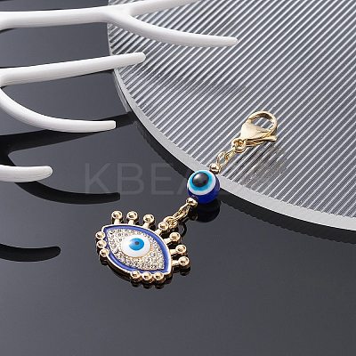 Evil Eye Alloy Enamel with Rhinestone Pendant Decoration HJEW-JM01040-04-1
