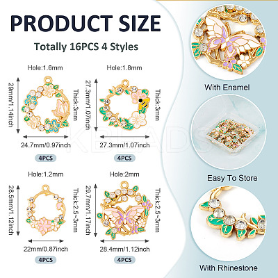 16Pcs 4 Styles Rack Plating Alloy Enamel Pendants FIND-TA0005-62-1