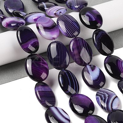 Natural Striped Agate/Banded Agate Beads Strands G-Q182-01G-1