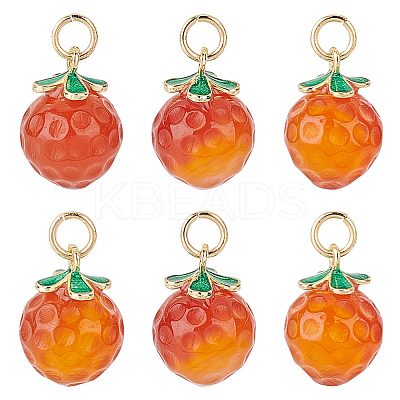 6Pcs Natural Agate Peach Charms G-OC0004-36-1