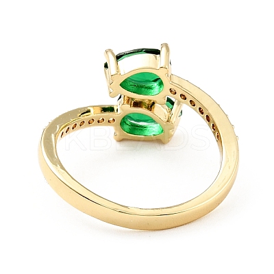 Green Cubic Zirconia Teardrop Open Cuff Ring KK-D080-02G-1