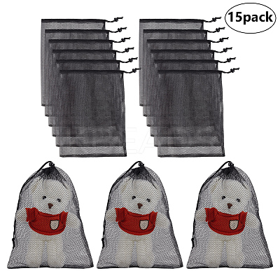 Polyester Mesh Drawstring Storage Bags ABAG-WH0046-59-1