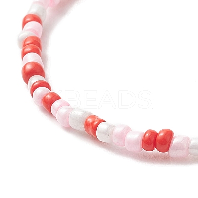 Mushroom Lampwork & Glass Seed & Brass Beaded Stretch Bracelets for Women BJEW-JB09272-1
