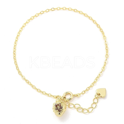 Brass Micro Pave Cubic Zirconia Charm Bracelets for Women BJEW-C083-11G-1
