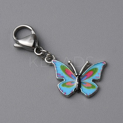 Butterfly Alloy Enamel Pendant Decoration LS-HJEW-WH0042-73E-1