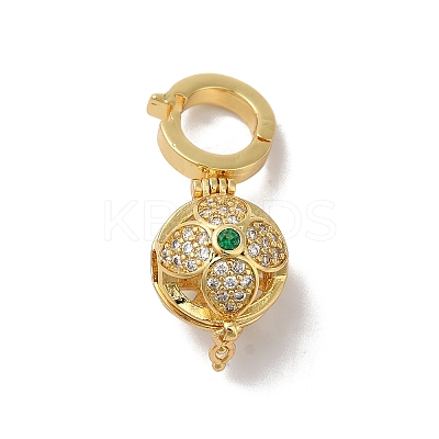 Rack Plating Brass Micro Pave Cubic Zirconia Fold Over Clasps KK-A222-02A-G-1