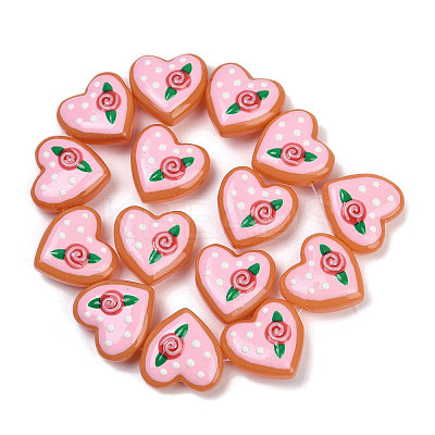 Handmade Heart Lampwork Beads Strands LAMP-P069-04B-08-1