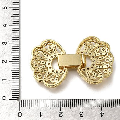 Rack Plating Flower Brass Micro Pave Clear Cubic Zirconia Fold Over Clasps KK-H512-06G-1