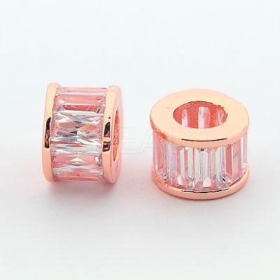 Brass Micro Pave Cubic Zirconia European Bead ZIRC-N002-25M-1