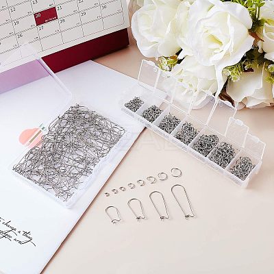 316 Stainless Steel Hoop Earrings Findings & 304 Stainless Steel Open Jump Rings Findings Kits STAS-UN0010-30-1