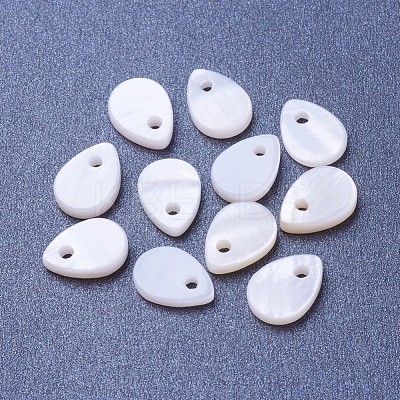 Natural White Shell Mother of Pearl Shell Charms X-BSHE-L036-01-1