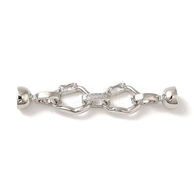Brass Micro Pave Clear Cubic Zirconia Fold Over Clasps LS-KK-K371-14P-1