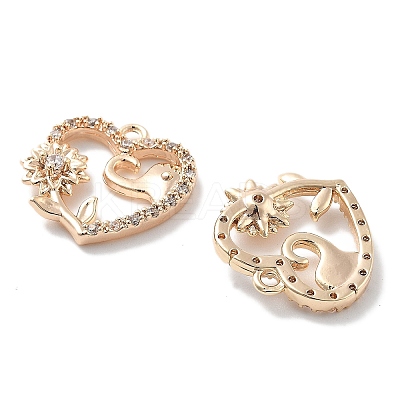 Brass Micro Pave Clear Cubic Zirconia Pendants KK-M102-34G-1