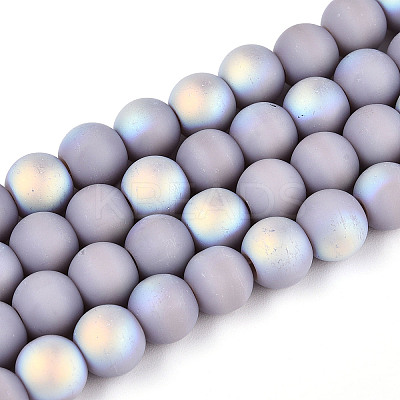 Frosted Opaque Glass Beads Strands GLAA-T032-P8mm-MBB07-1