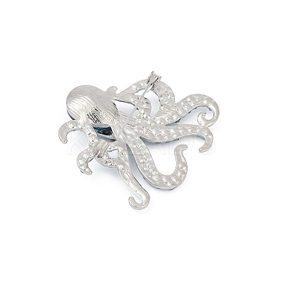 Zinc Alloy Aquamarine Rhinestone Brooch JEWB-C040-01C-P-1