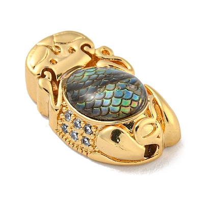 Brass Micro Pave Cubic Zirconia with Resin Beads KK-G493-05G-1