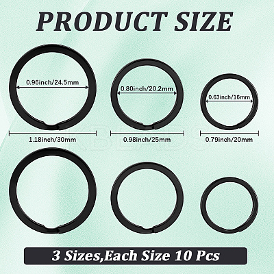 30Pcs 3 Styles Iron Split Key Rings KEYC-CY0001-03-1