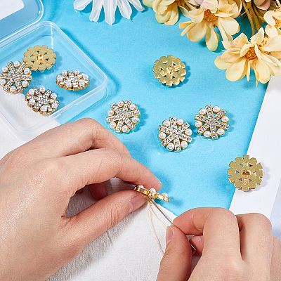 10Pcs 1-Hole Alloy Rhinestone Shank Buttons BUTT-GF0003-72G-1