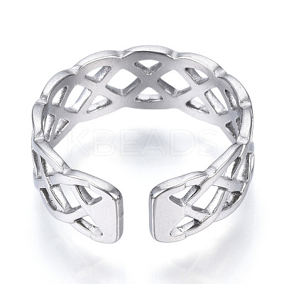 Non-Tarnish 304 Stainless Steel Wire Wrap Open Cuff Ring RJEW-N040-35-1