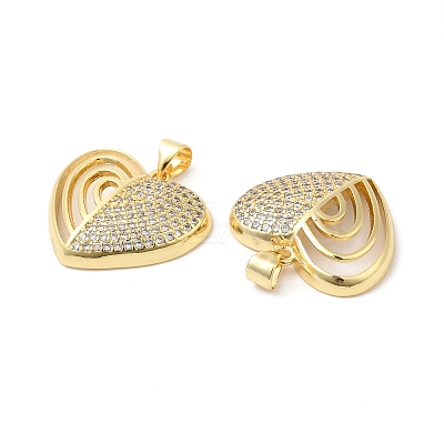 Brass Micro Pave Clear Cubic Zirconia Pendants ZIRC-L103-043G-1