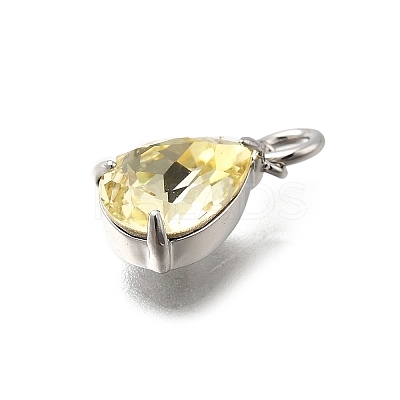 Teardrop Brass with Glass Charms KK-G525-09P-1