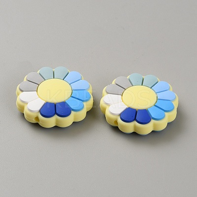 Flower Food Grade Eco-Friendly Silicone Focal Beads SIL-CJC0009-04-1