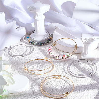 6Pcs 2 Colors Ion Plating(IP) 304 Stainless Steel Bangles Making MAK-BBC0001-22-1