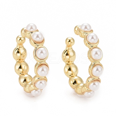 Acrylic Pearl Beaded Cuff Earrings EJEW-G288-06G-1