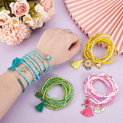 32Pcs 32 Style Glass Seed Beaded Stretch Bracelets Set BJEW-BC0001-08-1