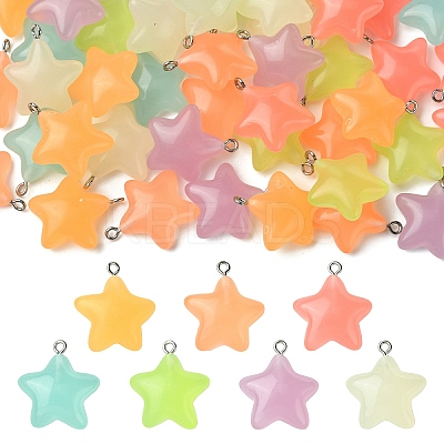 7 Colors Luminous Transparent Resin Pendants RESI-YW0005-24B-1