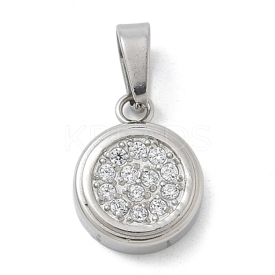 Ion Plating(IP) 304 Stainless Steel Micro Pave Cubic Zirconia Pendants STAS-Z107-02P-01-1