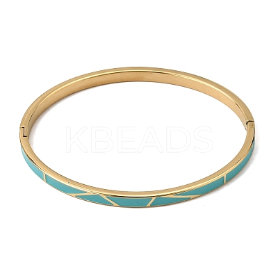 304 Stainless Steel Enamel Hinged Cuff Bangles for Women SA-CBAC920-15G-01E-1